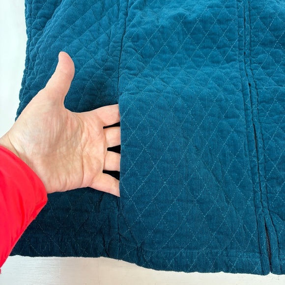 Basic Editions Quilted Corduroy Vest Women’s 2X Teal Zip Front Lined - Picture 3 of 4